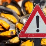 cozze e cartello allarme