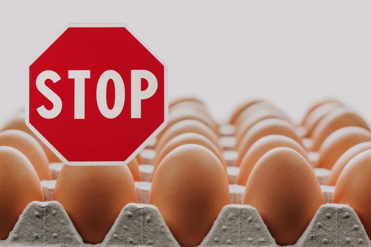 uova e simbolo stop