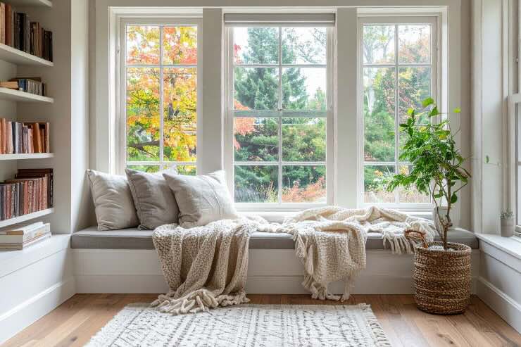 camera da letto con vetrata