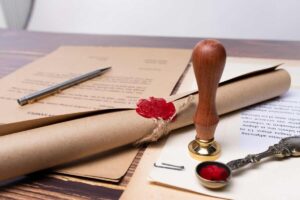 timbro e foglio con sigillo