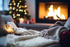 Camino, coperte, albero di Natale