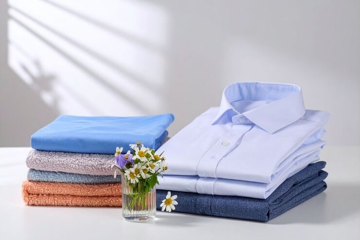 Asciugamani e camicie piegate