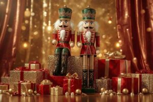 Schiaccianoci su pila di regali